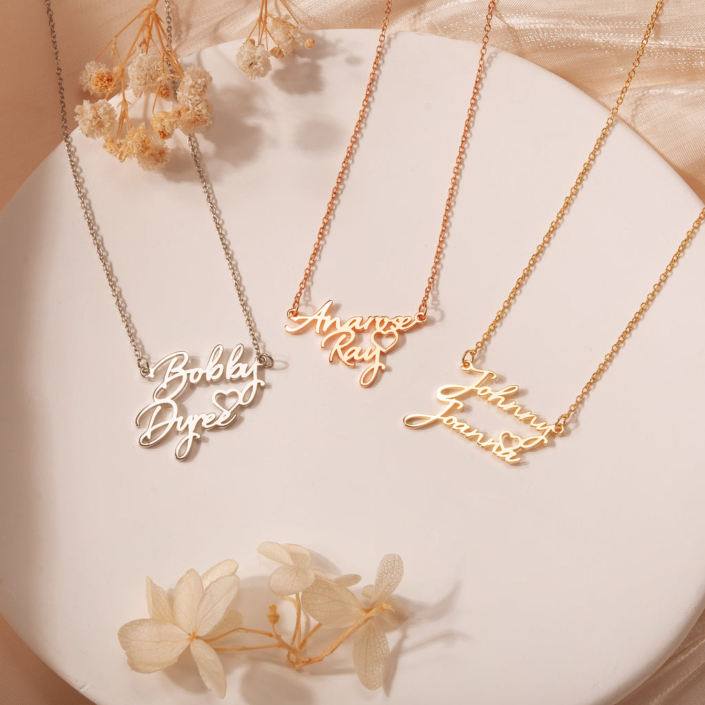 Couple's Name Necklace With Heart