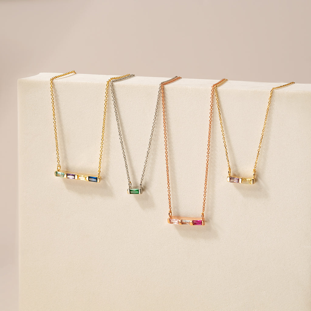 Birthstone Baguette Bar Necklace