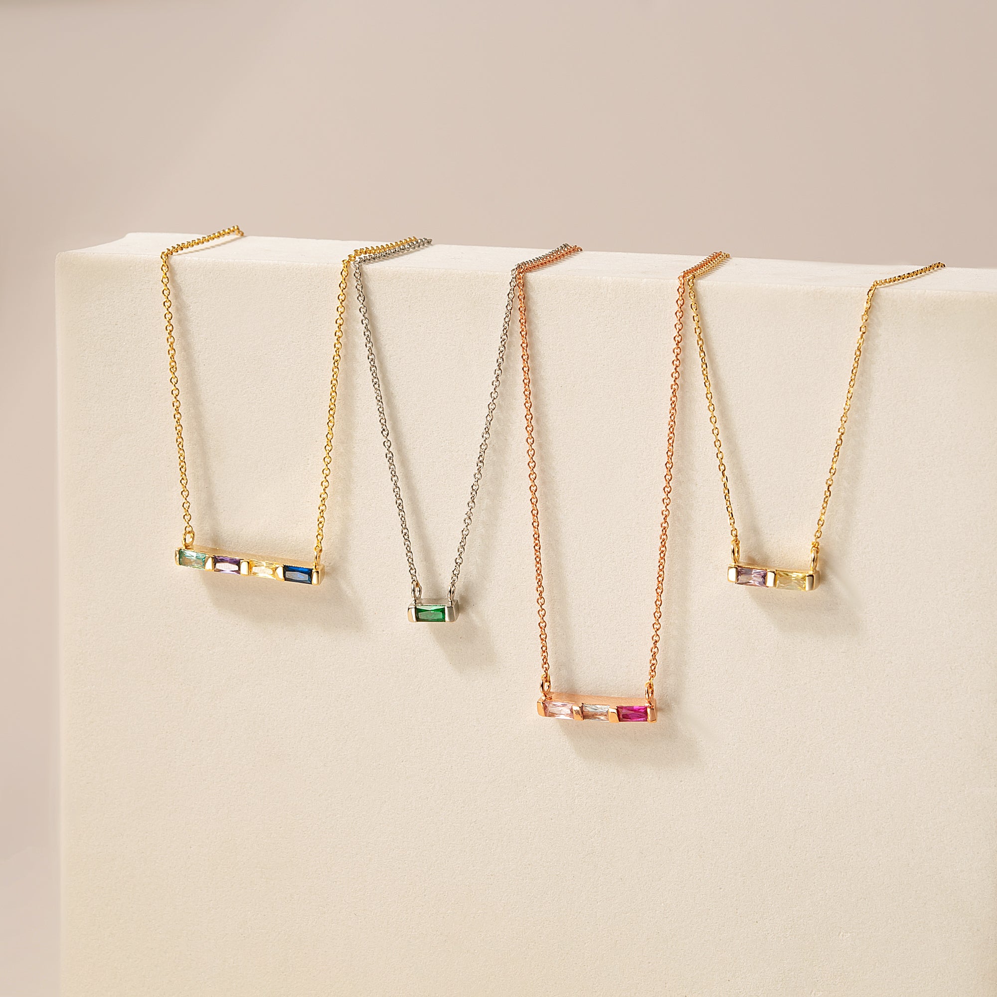 Birthstone Baguette Bar Necklace