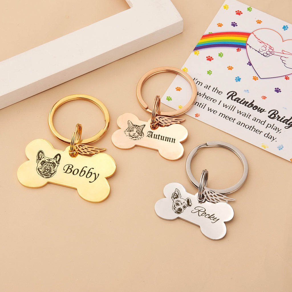 Pet Portrait Dog Bone Dog Tag