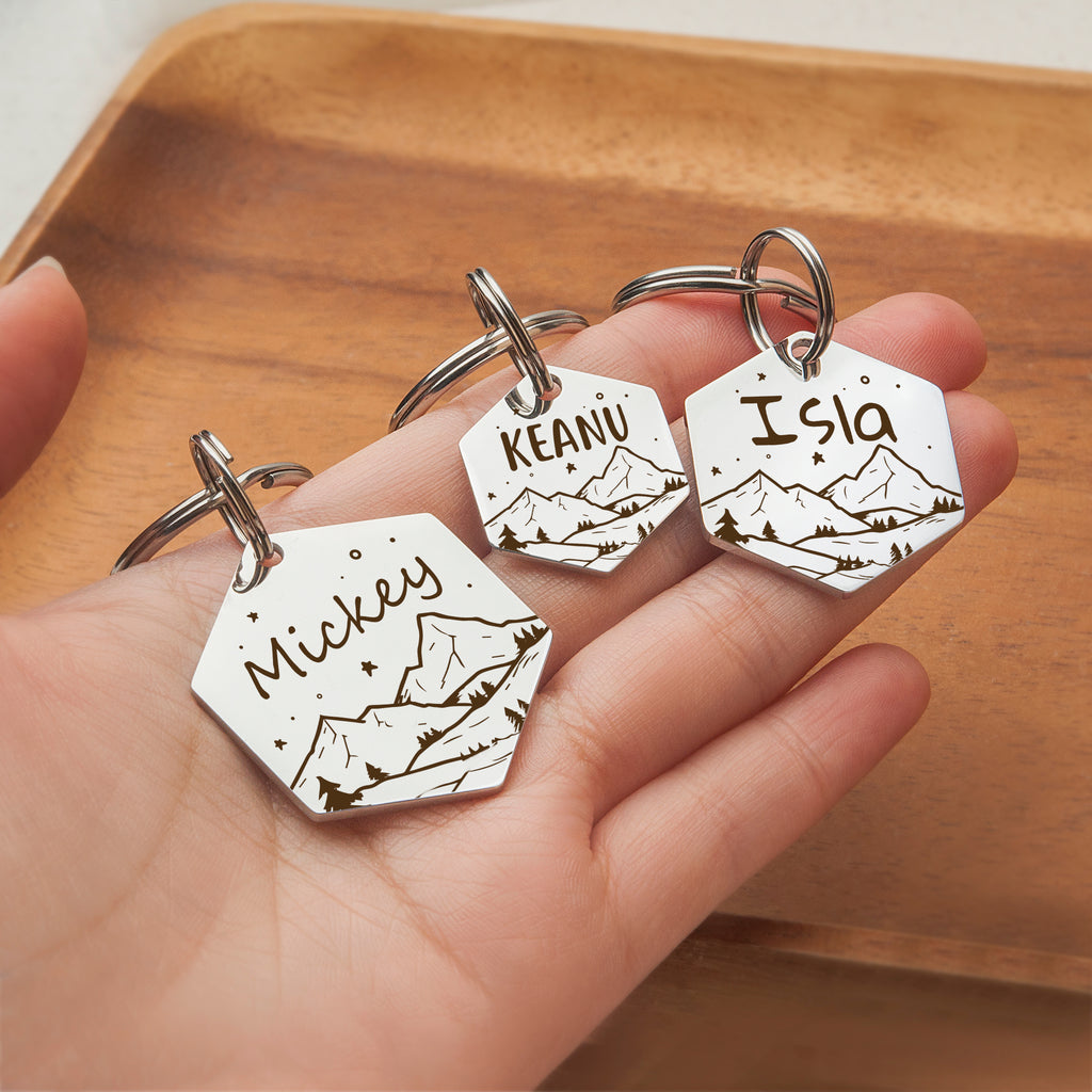 Mountain Starry Sky Hexagon Pet ID Dog Tag