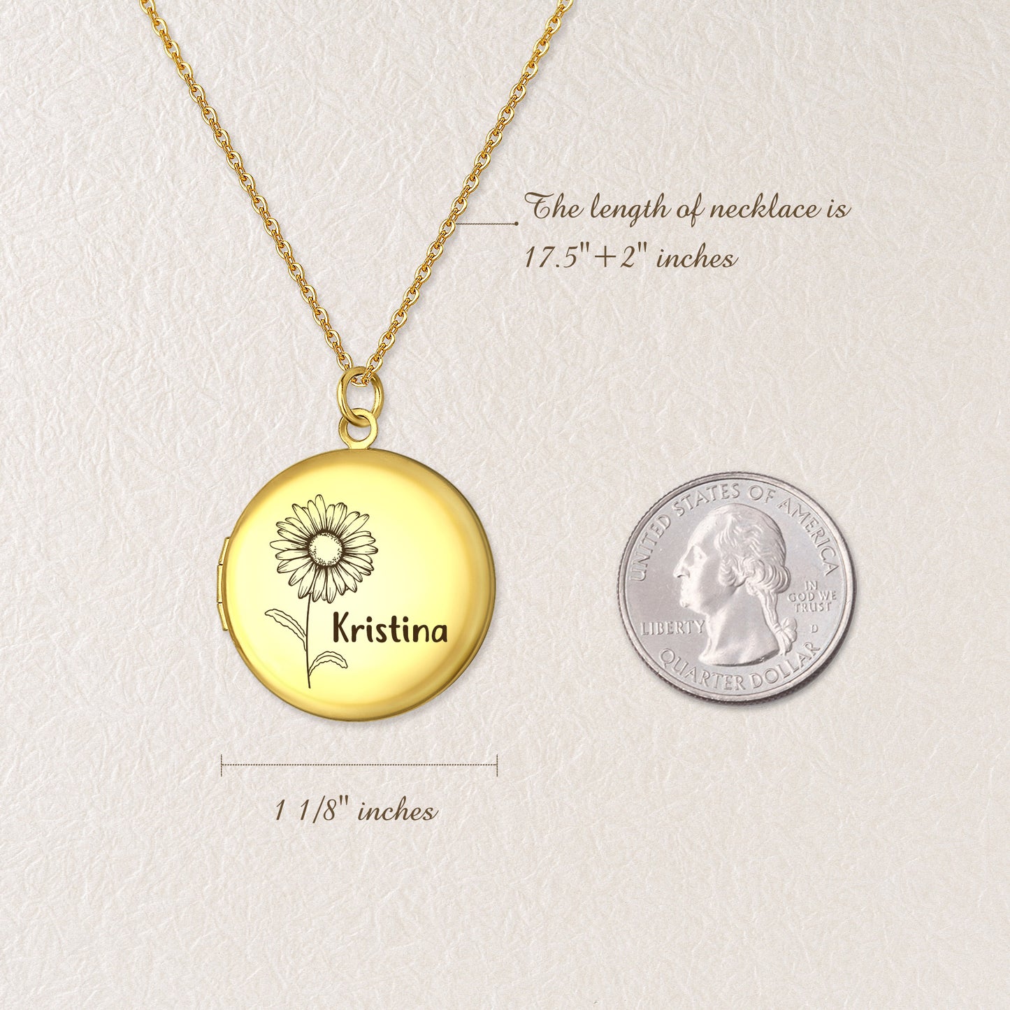 Custom Birth Flower and Name Photo Locket Necklace