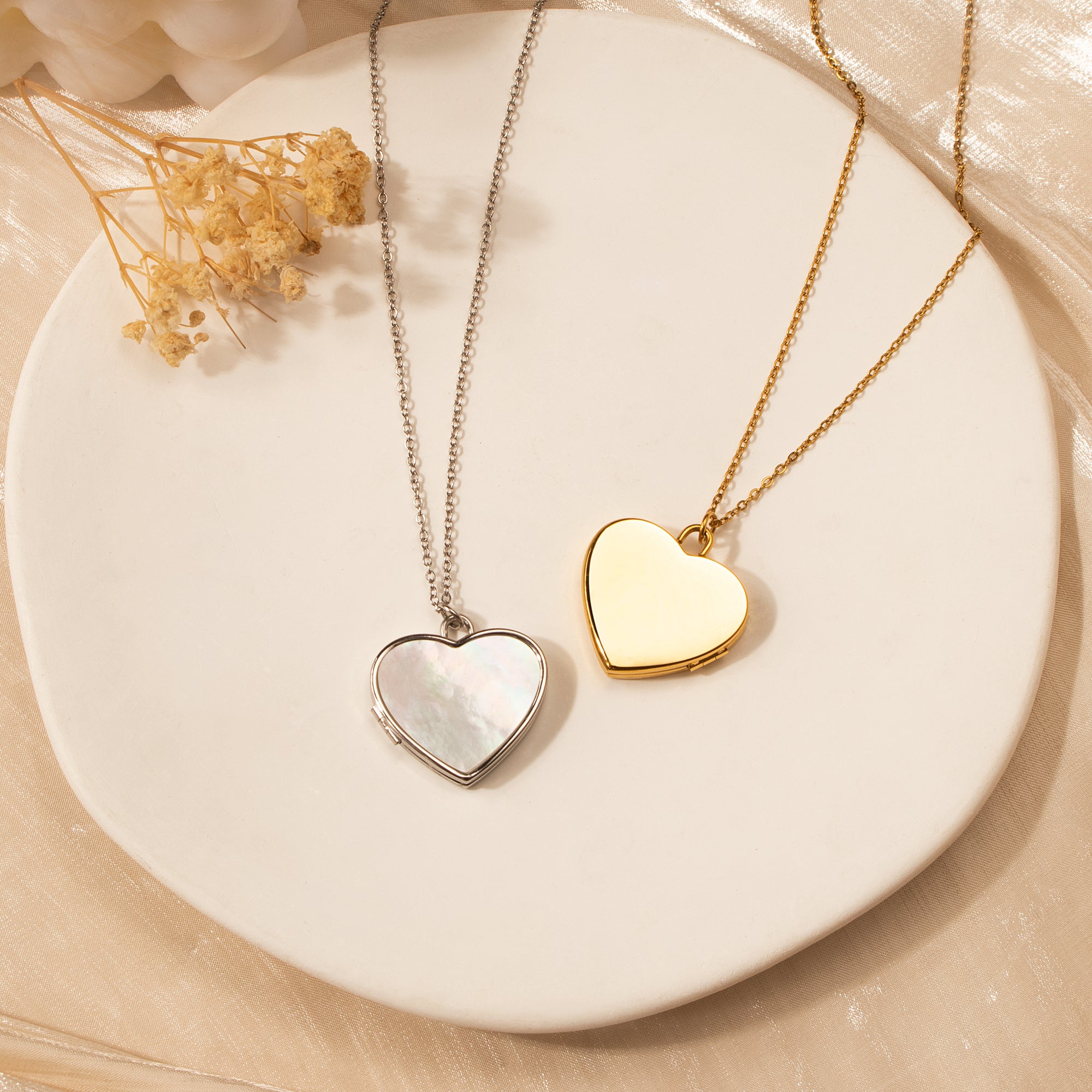 Pearl Heart Pet Memorial Photo Locket Necklace