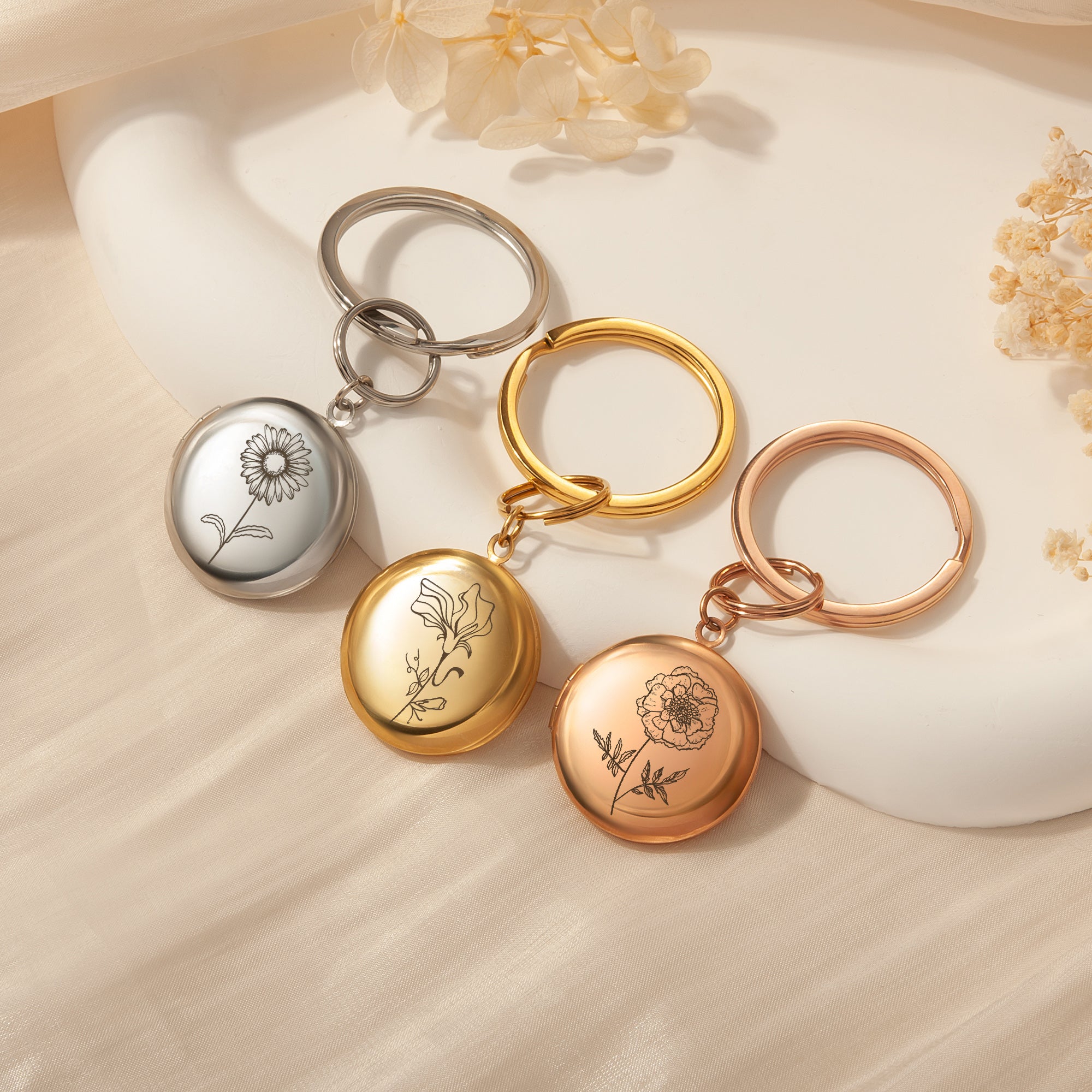Custom Flower Photo Locket Key Chain – Anavia Jewelry & Gift