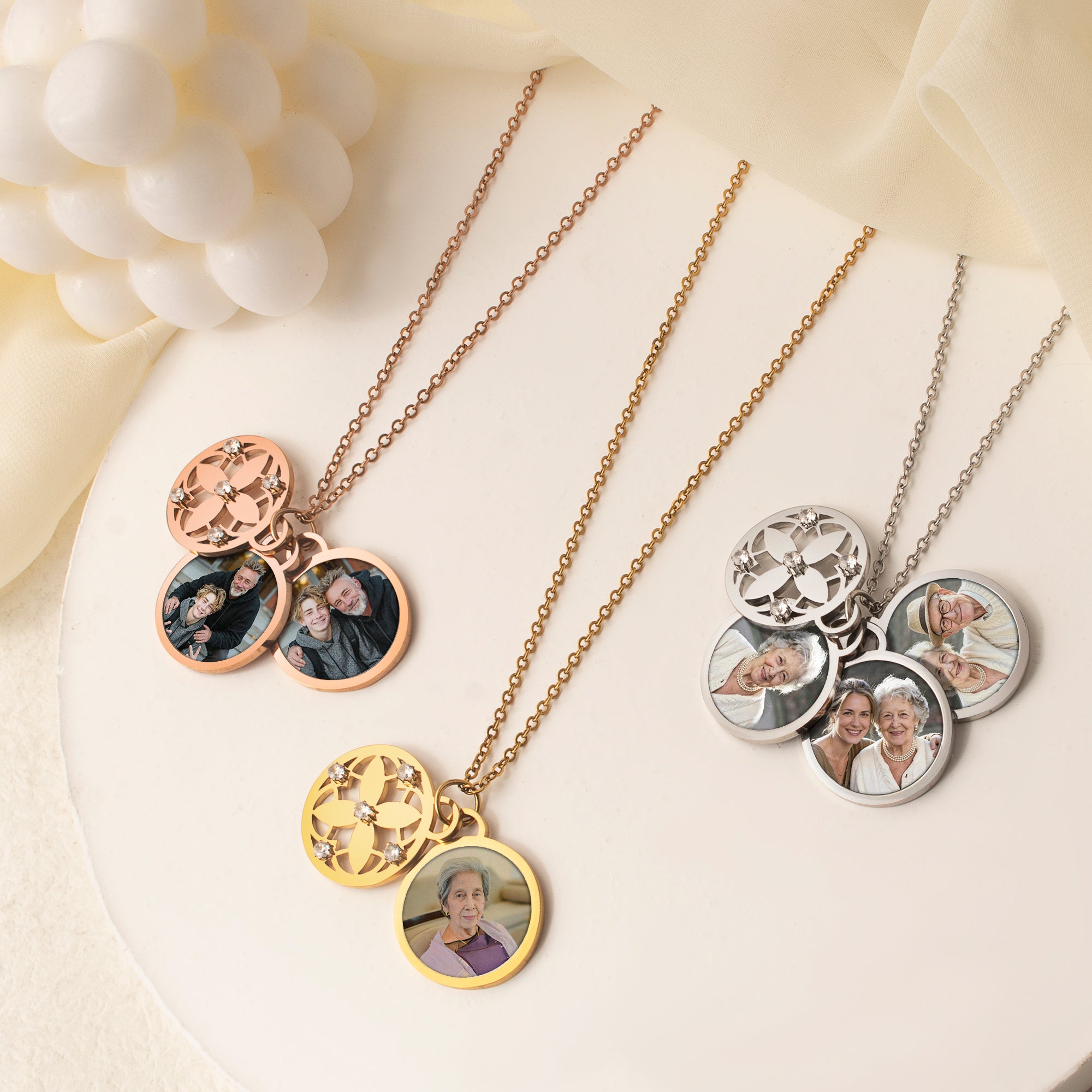 Four Leaf Memorial Photo Necklace