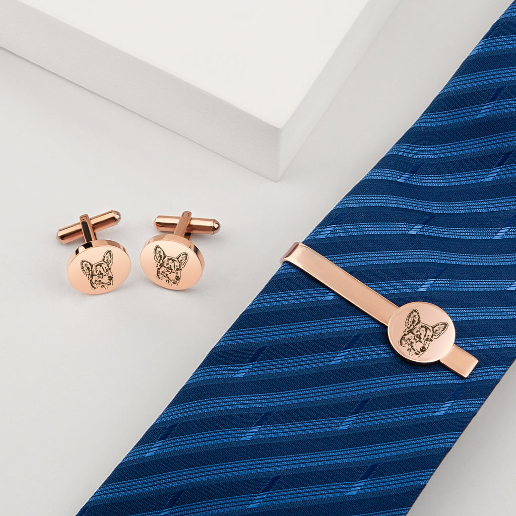 Pet Portrait Cuff Link and Tie Clip