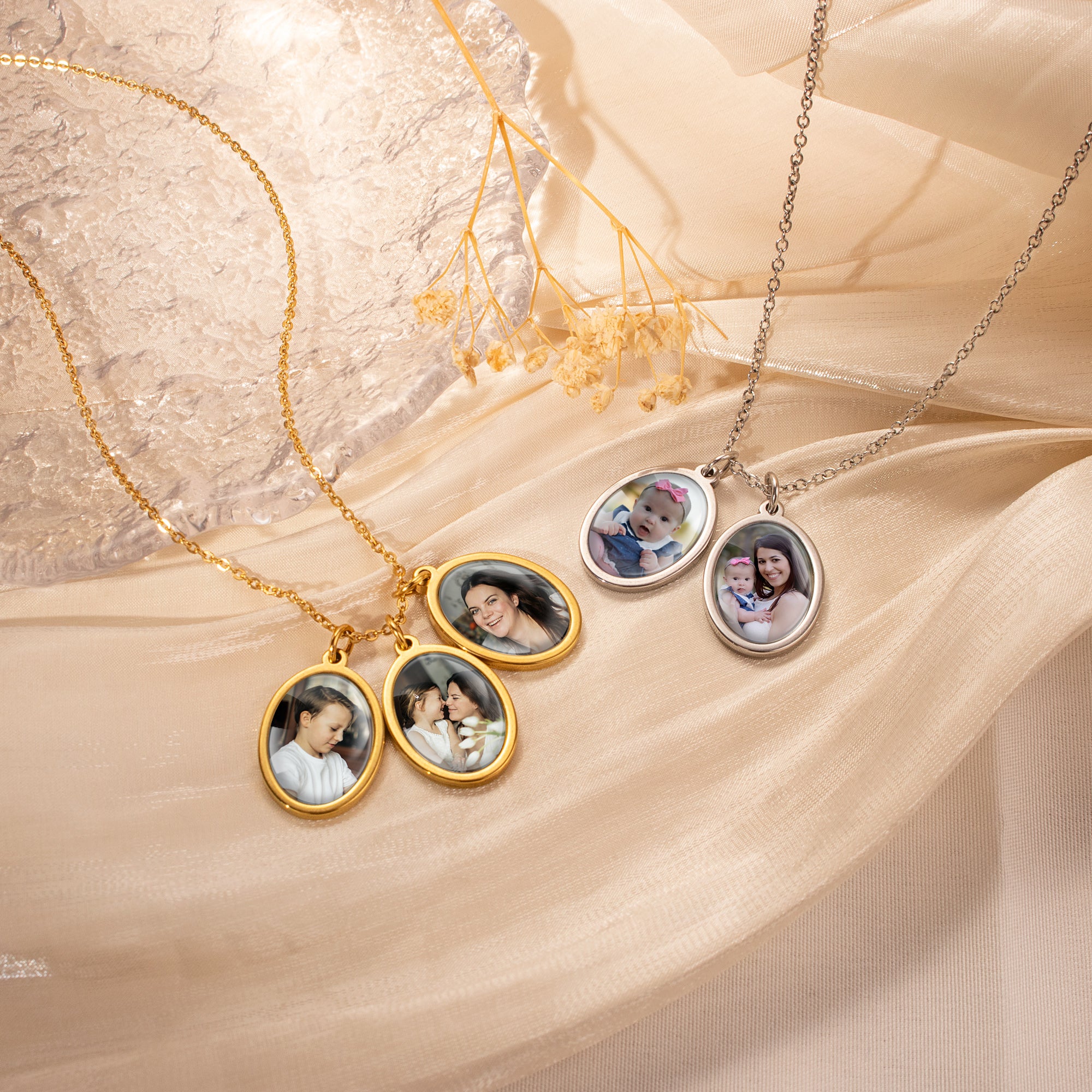 Oval Photo Necklace with Glass Dome Cab