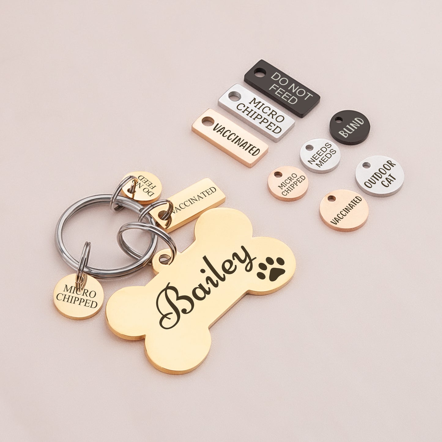 Add-on Mini Rectangle Stainless Steel Pet ID Dog Tag