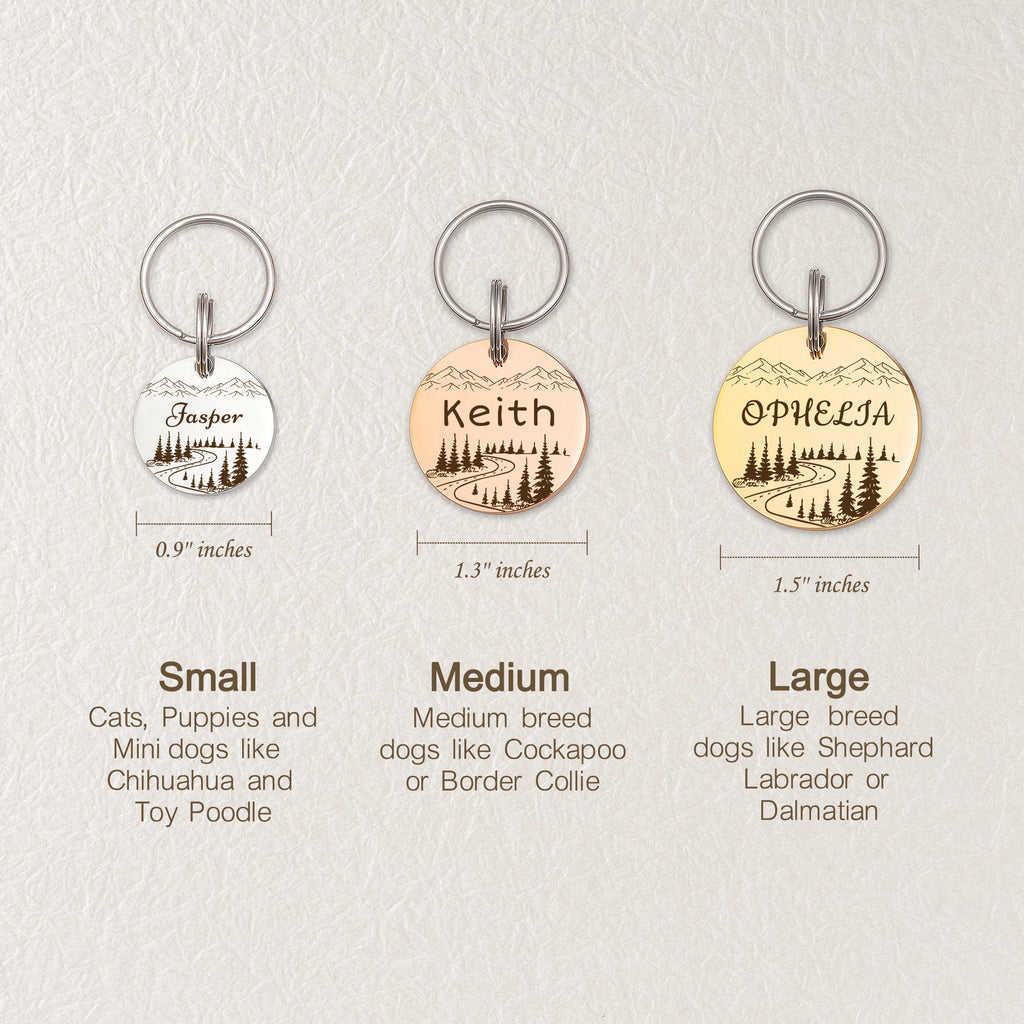 Mountain Road Round Pet ID Dog Tag