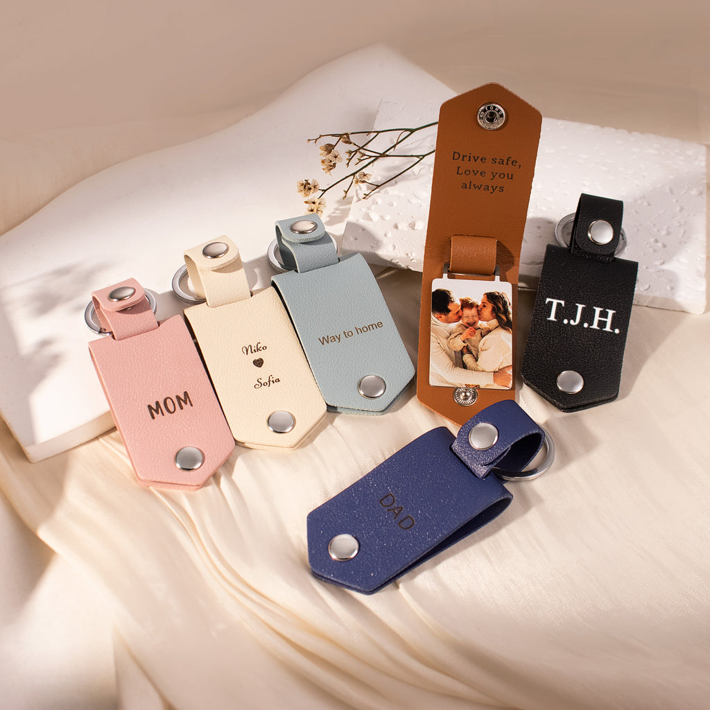 Personalized Men's Leather Photo Keychain