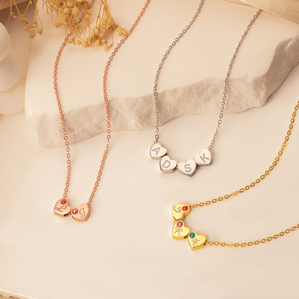 Personalized Tiny Heart Charm Necklace