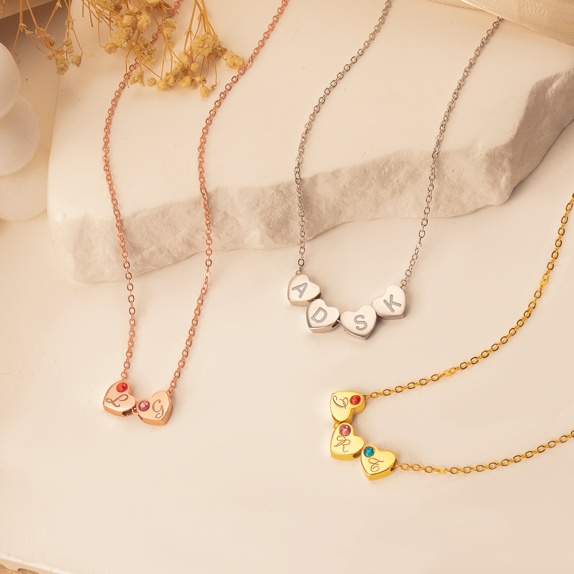 Personalized Tiny Heart Charm Necklace