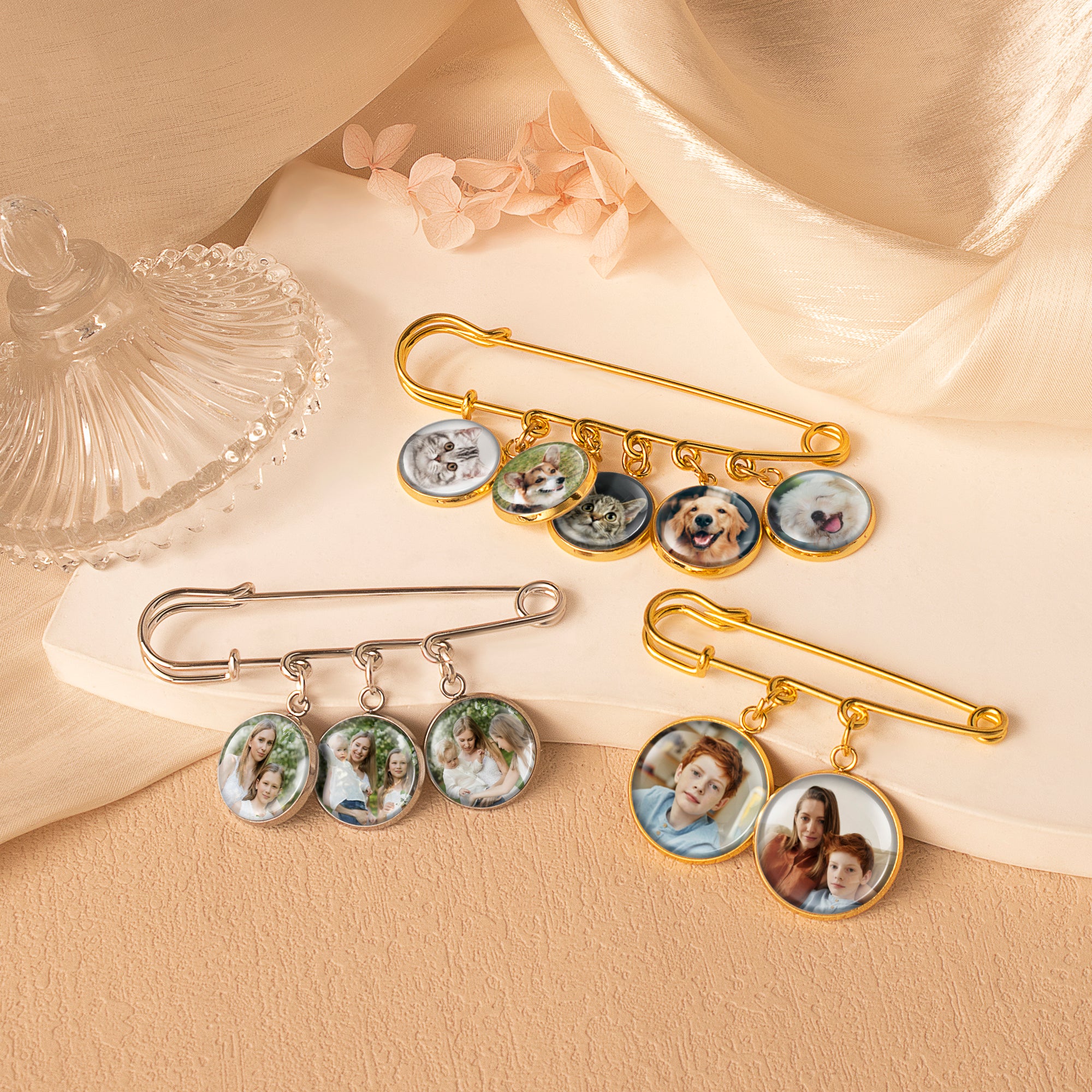 Memorial Photo Brooch Lapel Pin