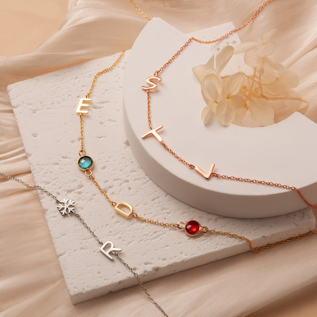 Personalized Charms and Birthstone Necklace