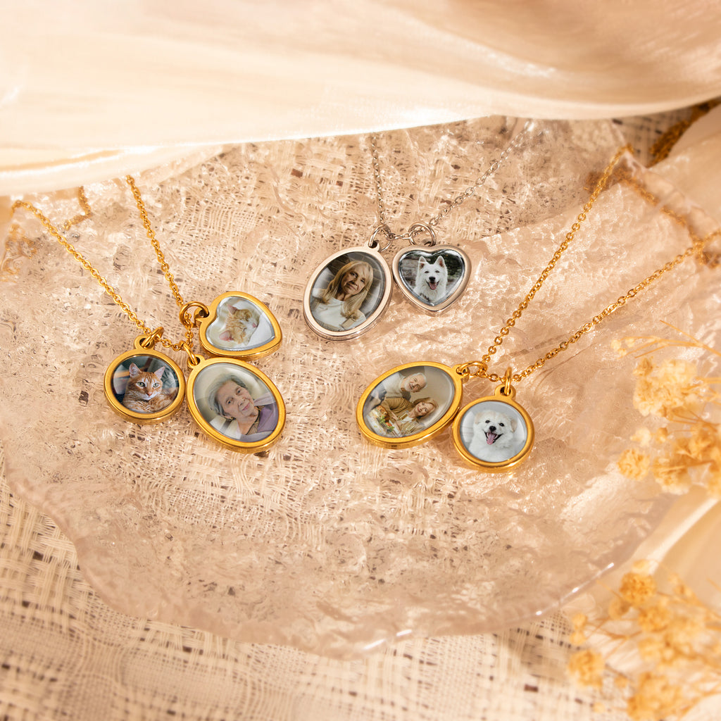 Multi-Shape Pet Photo Necklace with Glass Dome Cab
