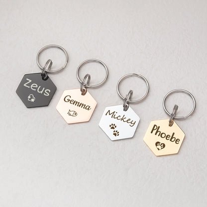 Personalized Hexagon Shaped Pet ID Dog Tag for Cat or Dog