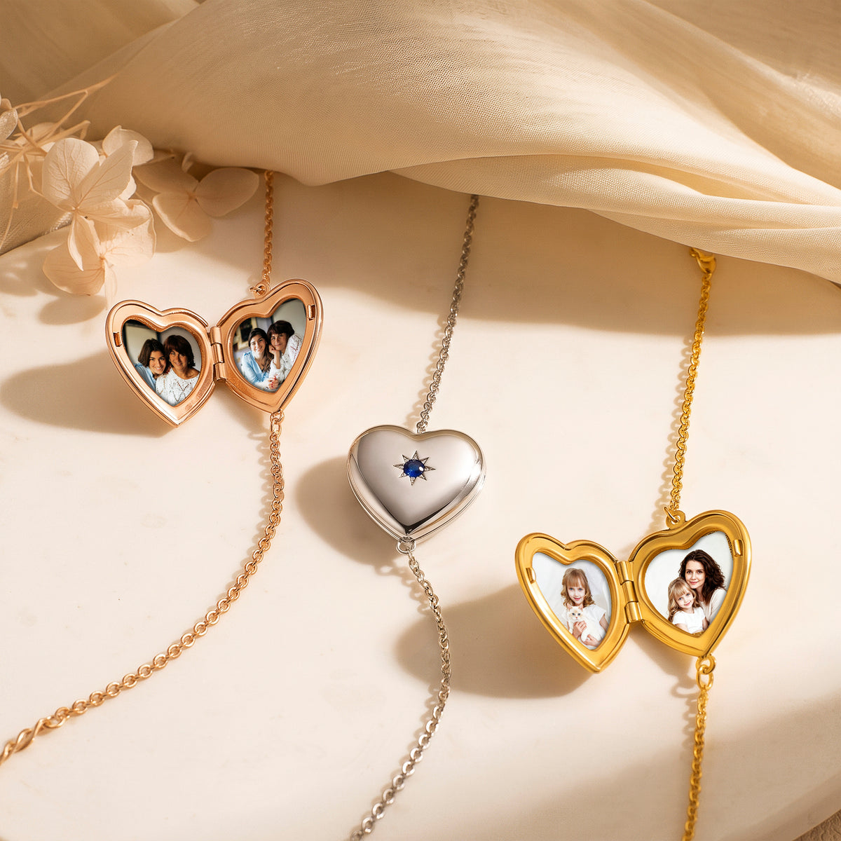 Birthstone Heart Locket Bracelet