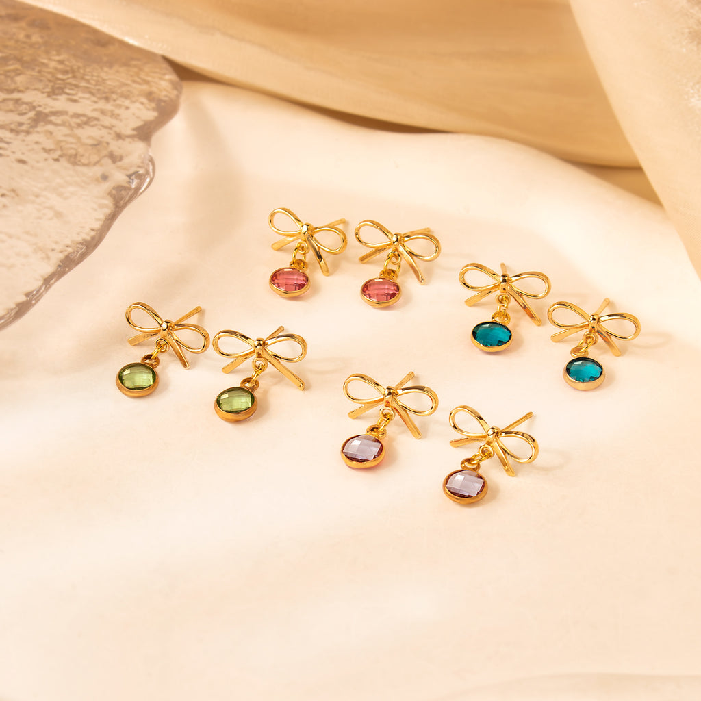 Birthstone Bow Earring
