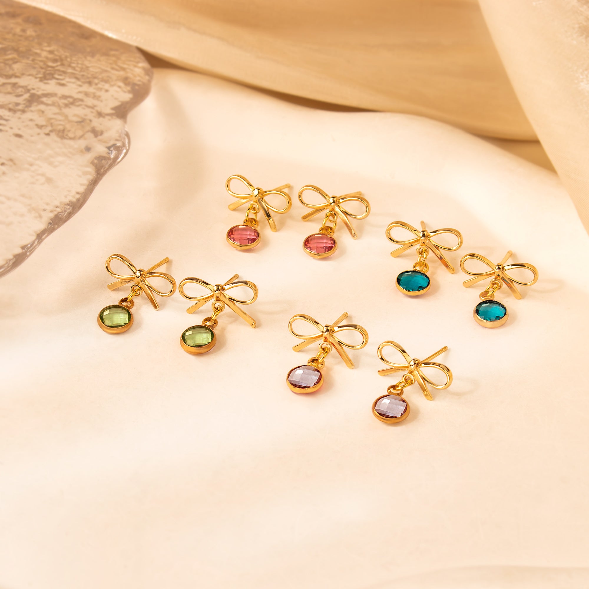 Birthstone Bow Earring