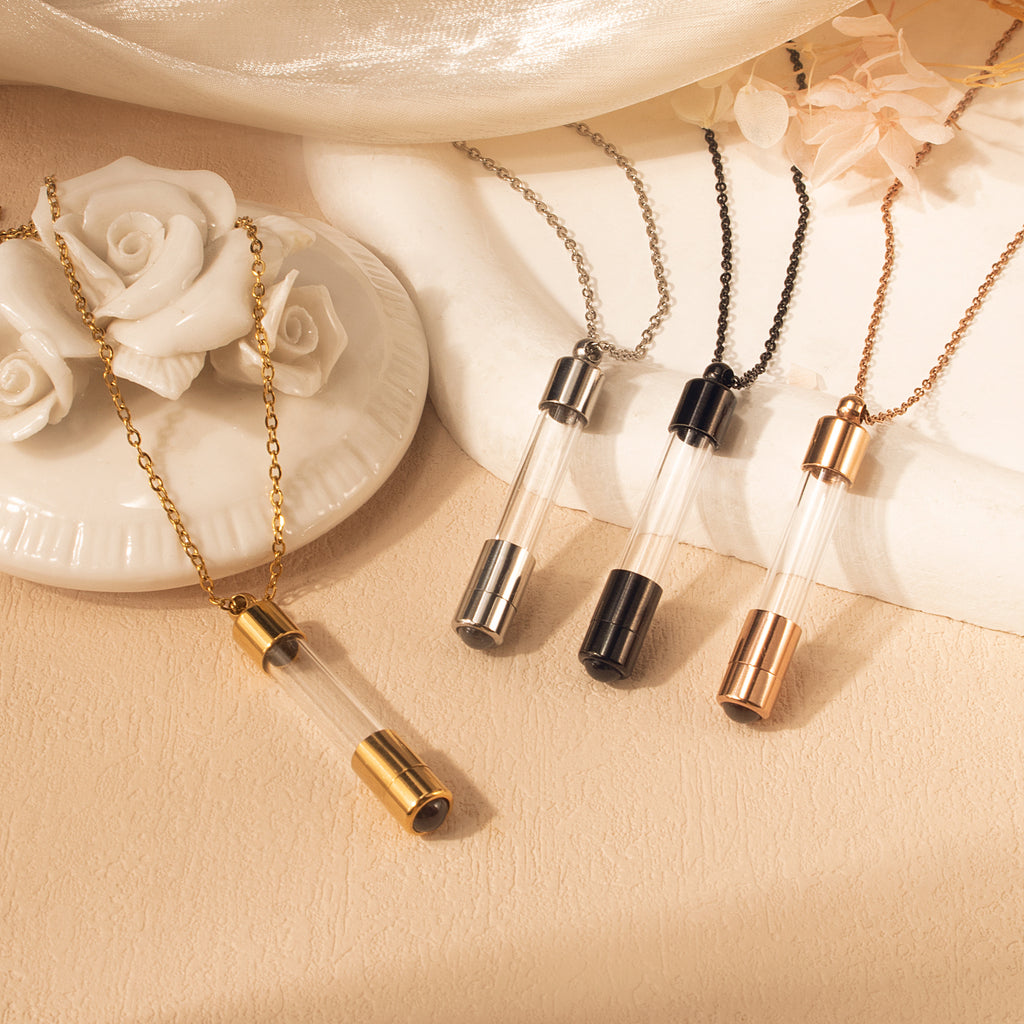 Cylinder Photo Projection Pet Memorial Necklace