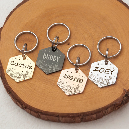 Personalized Desert Starry Sky Hexagon Shaped Pet ID Dog Tag for Cat or Dog