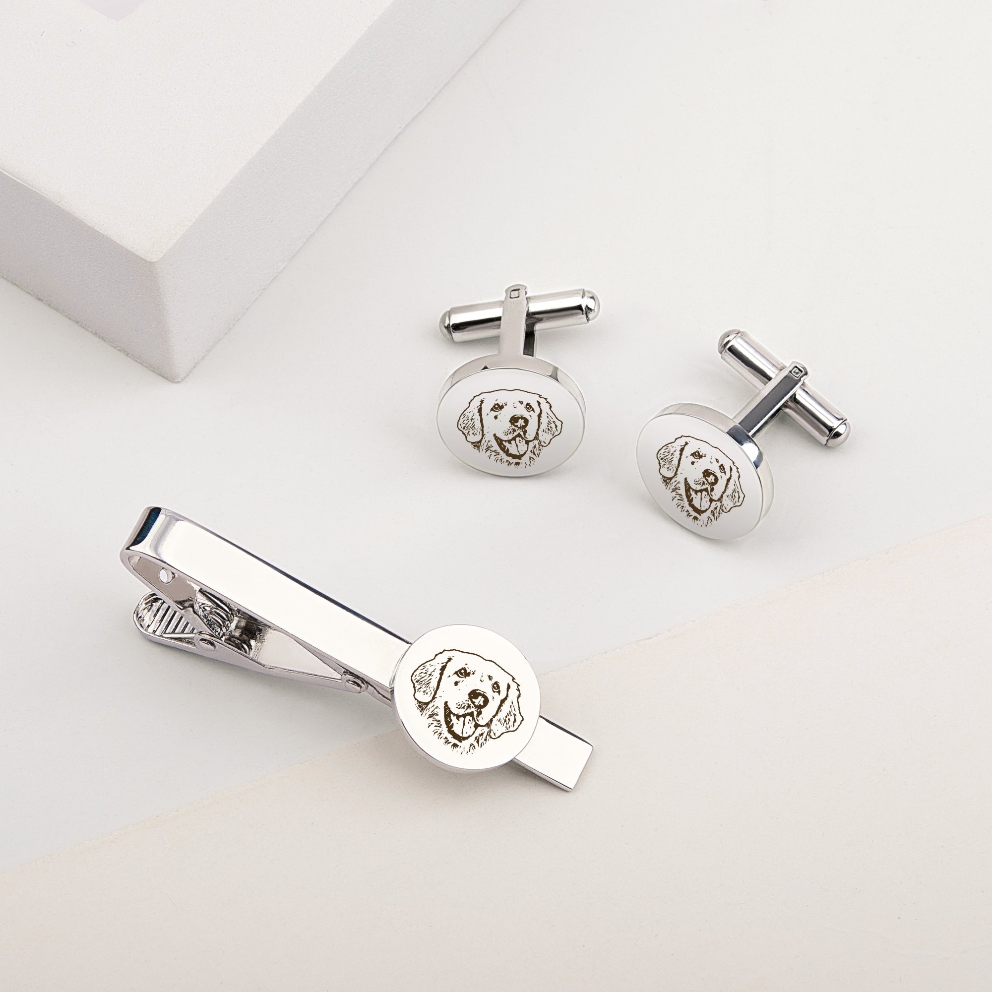 Pet Portrait Cuff Link and Tie Clip