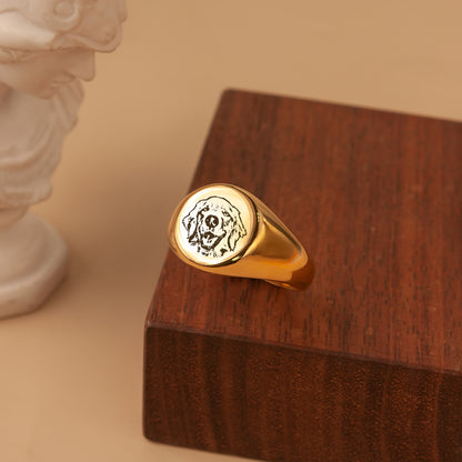 Pet Portrait Engraved Signet Ring