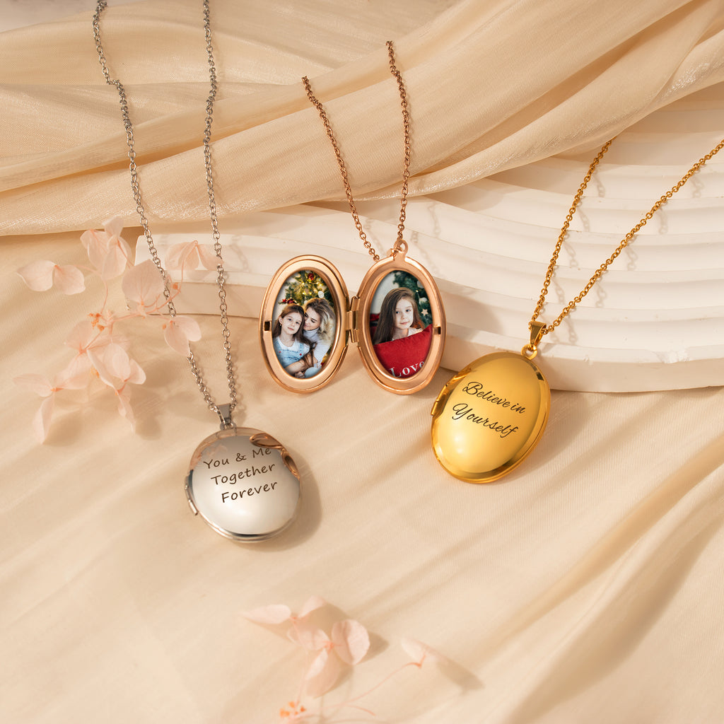 Oval Photo Locket Necklace