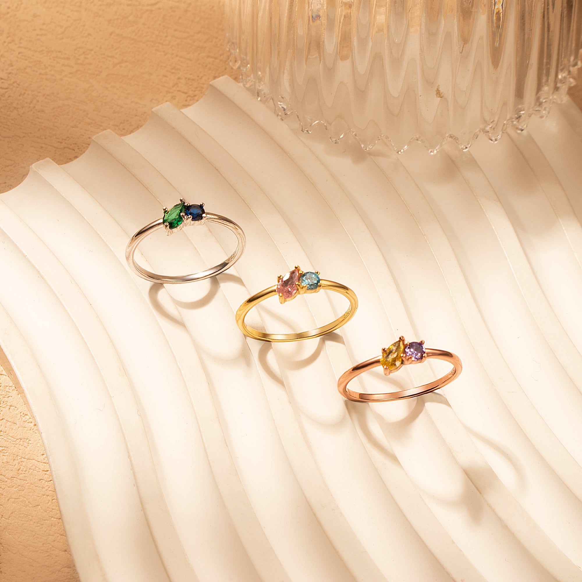 Round & Teardrop Shaped Birthstone Ring