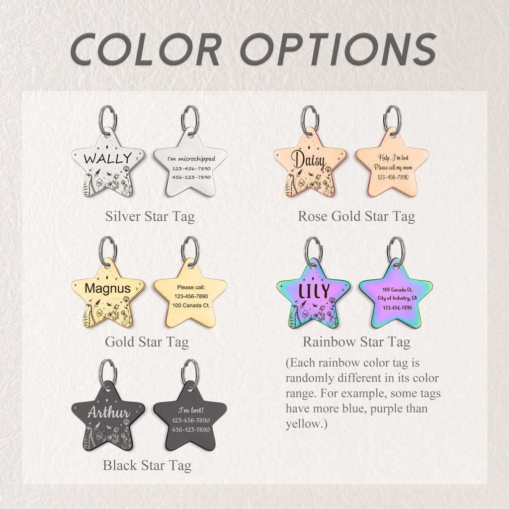 Wildflowers Star Shaped Pet ID Dog Tag