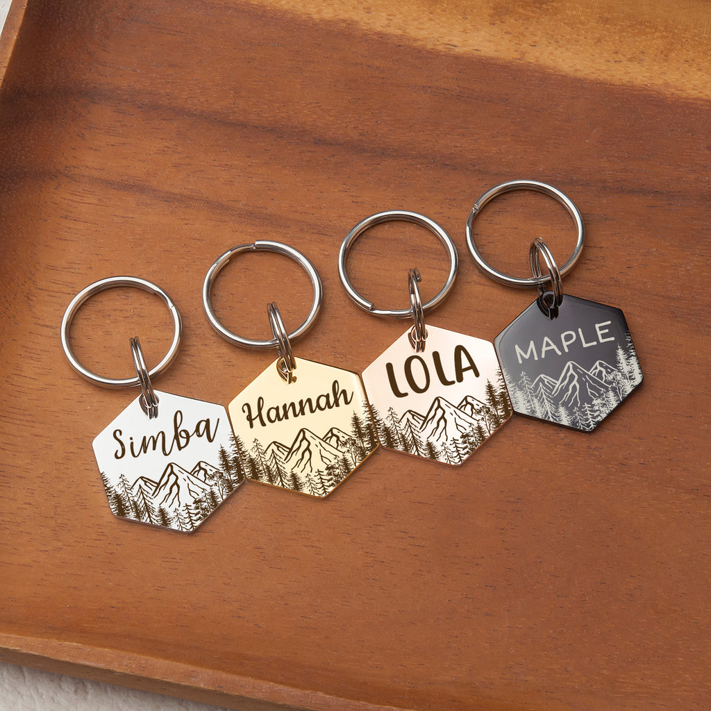 Hexagon Mountain Peak Shaped Pet ID Dog Tag