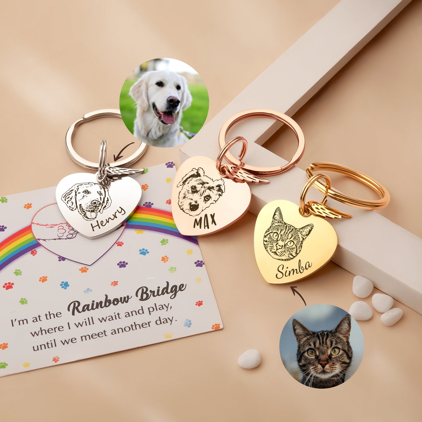 Pet Portrait Heart Pet Tag Key Chain