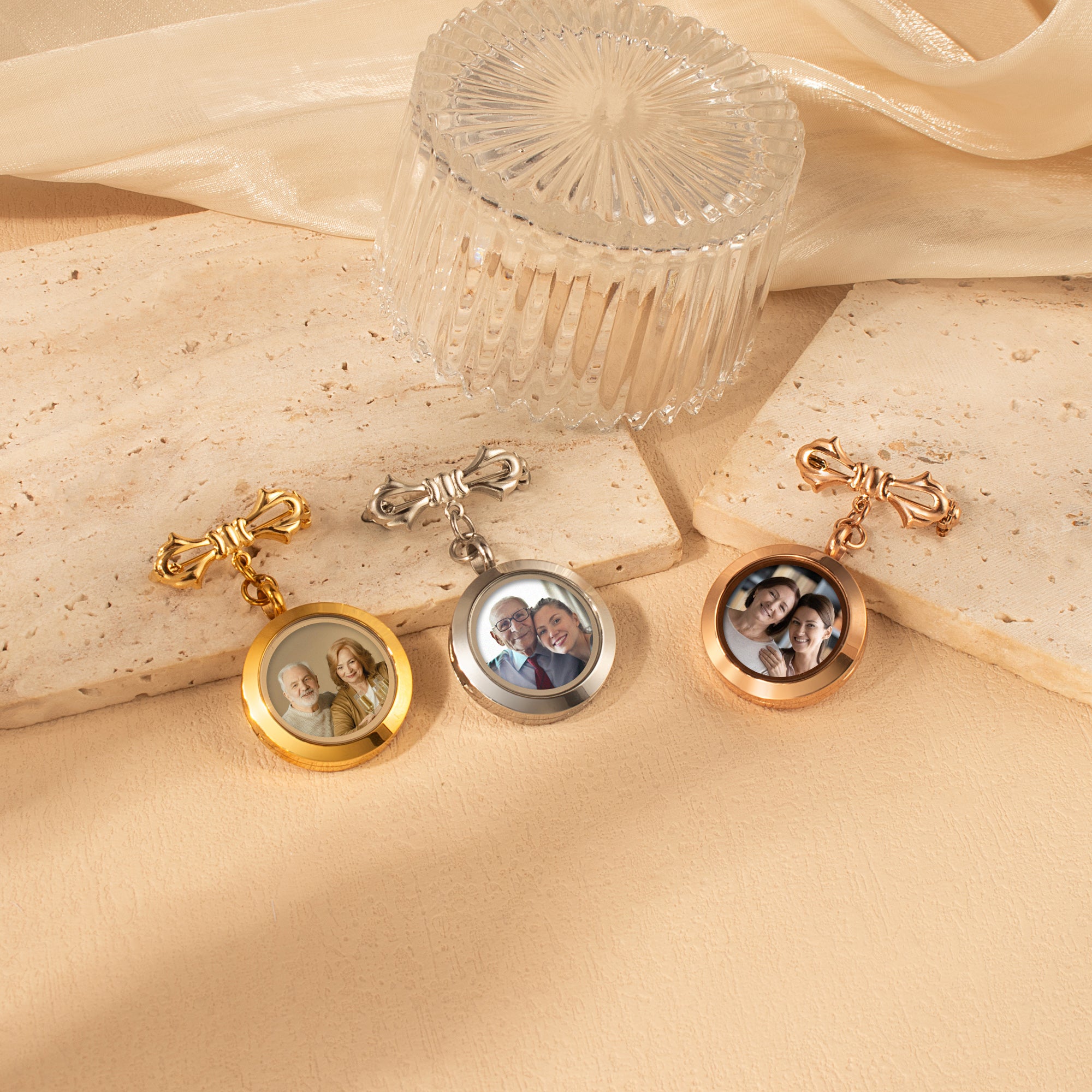 Glass Graduation Photo Locket Lapel Pin