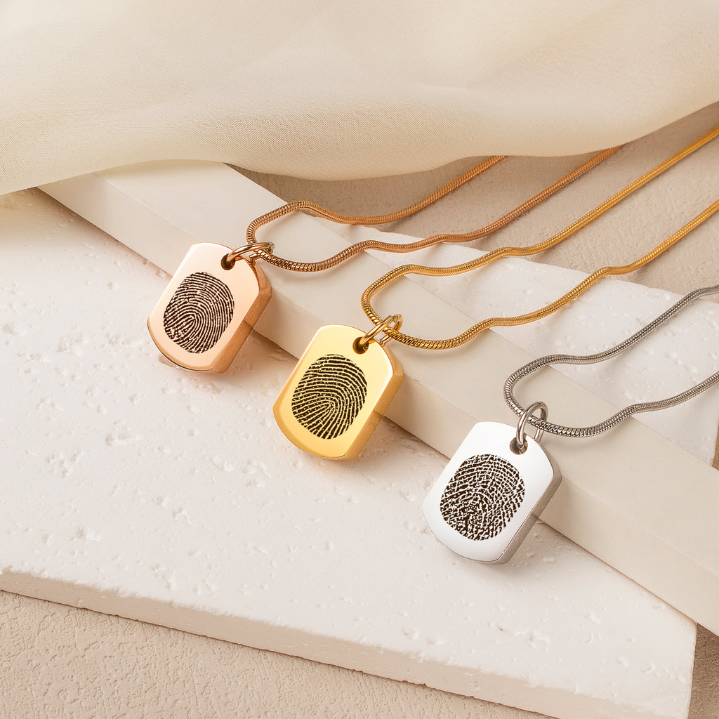 Fingerprint Memorial Dog Tag Necklace