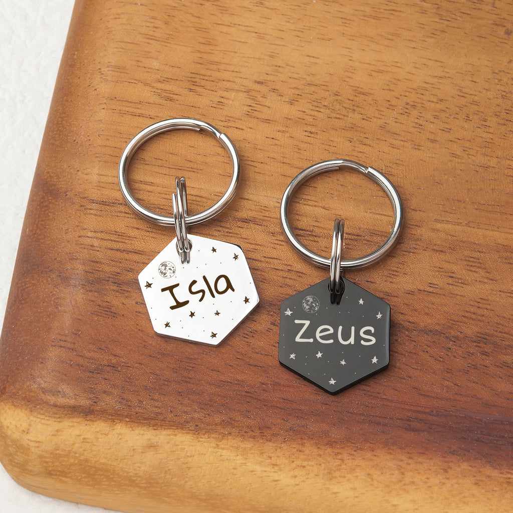 Space Hexagon Pet ID Dog Tag