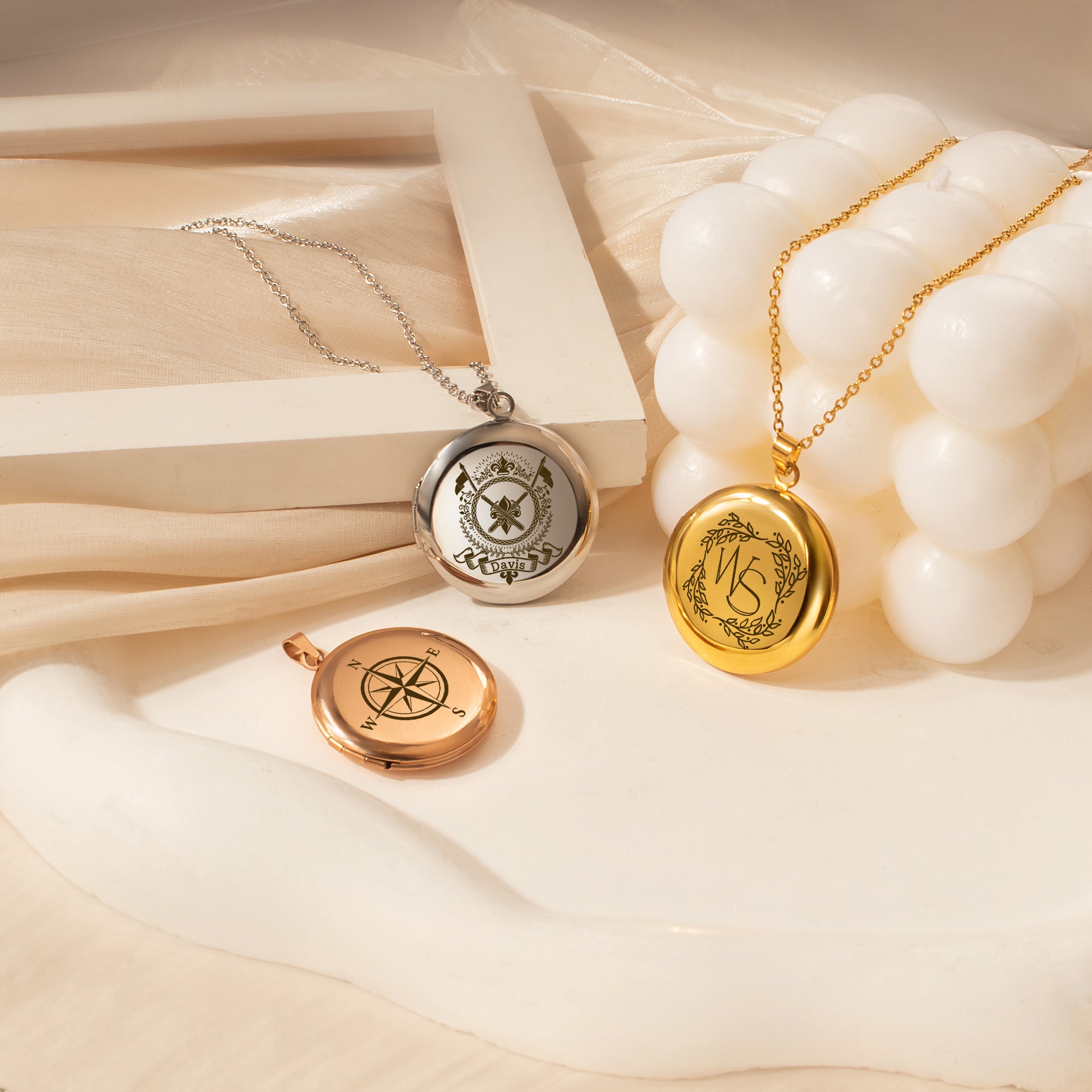 Round Logo Emblem Photo Locket Necklace