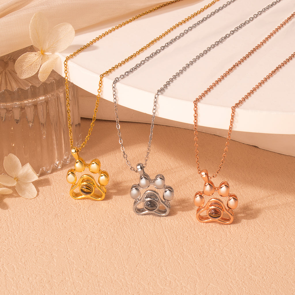 Paw Print Photo Photo Projection Necklace