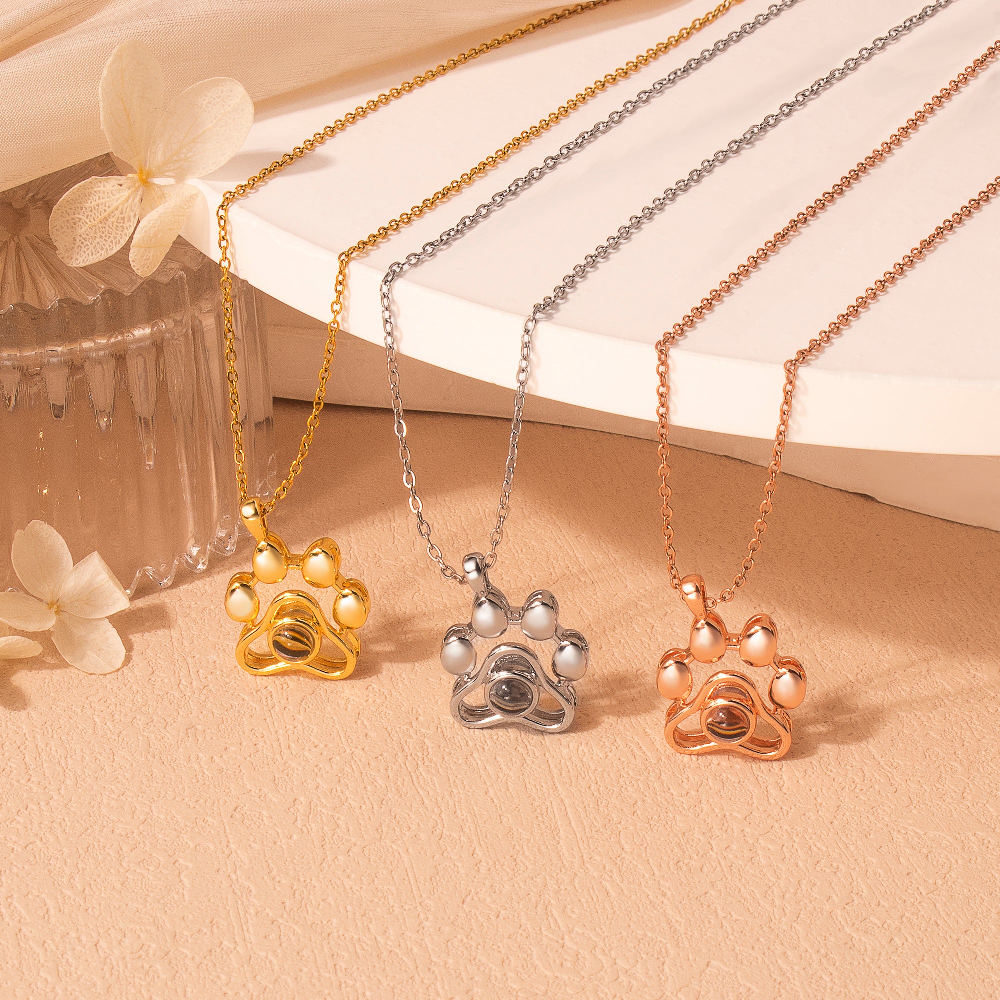 Paw Print Photo Photo Projection Necklace