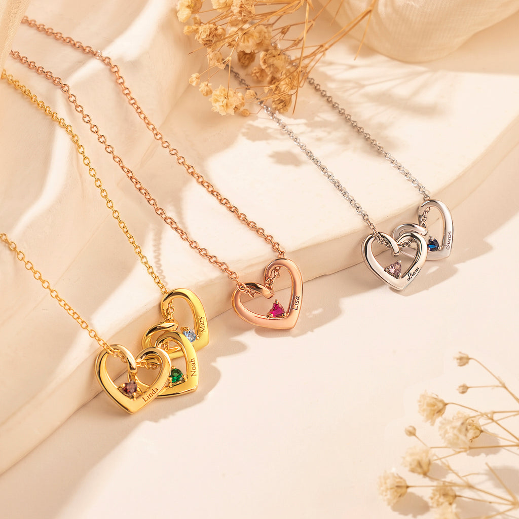 Birthstone Name Heart Necklace