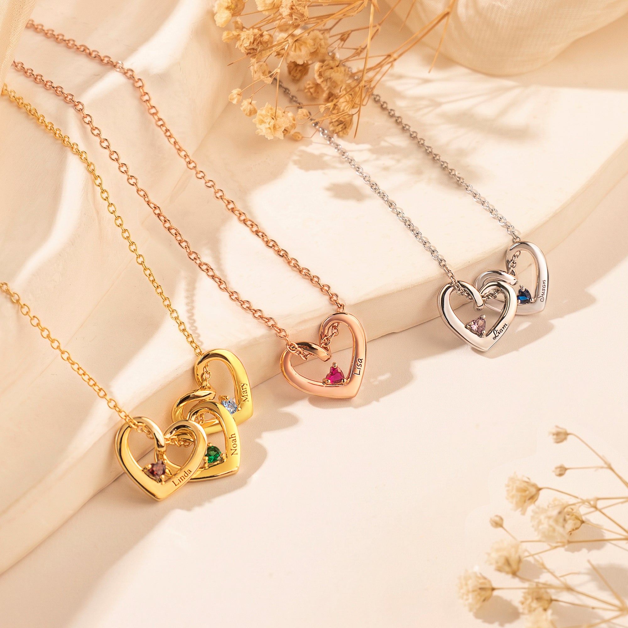 Birthstone Name Heart Necklace