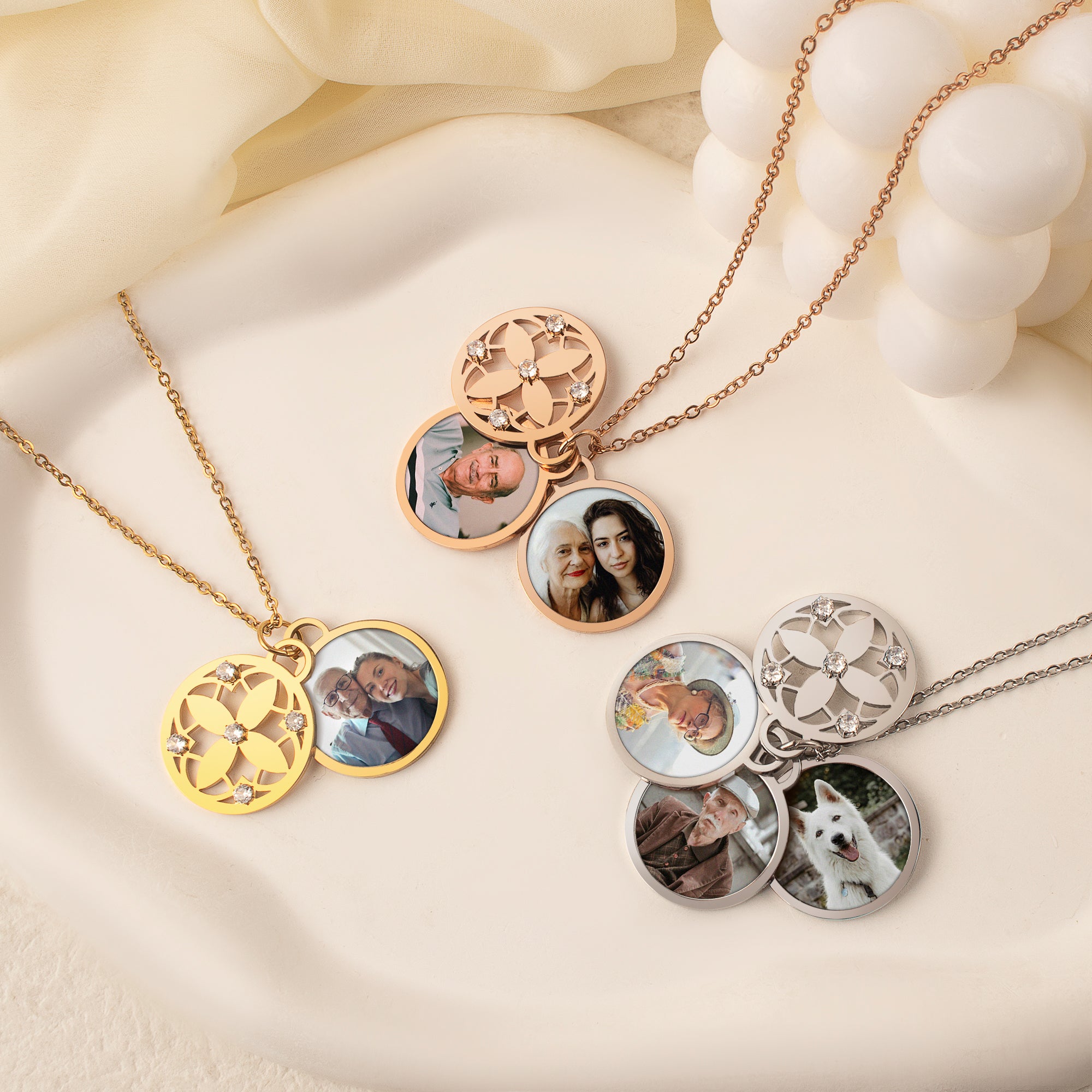 Four Leaf Memorial Photo Necklace