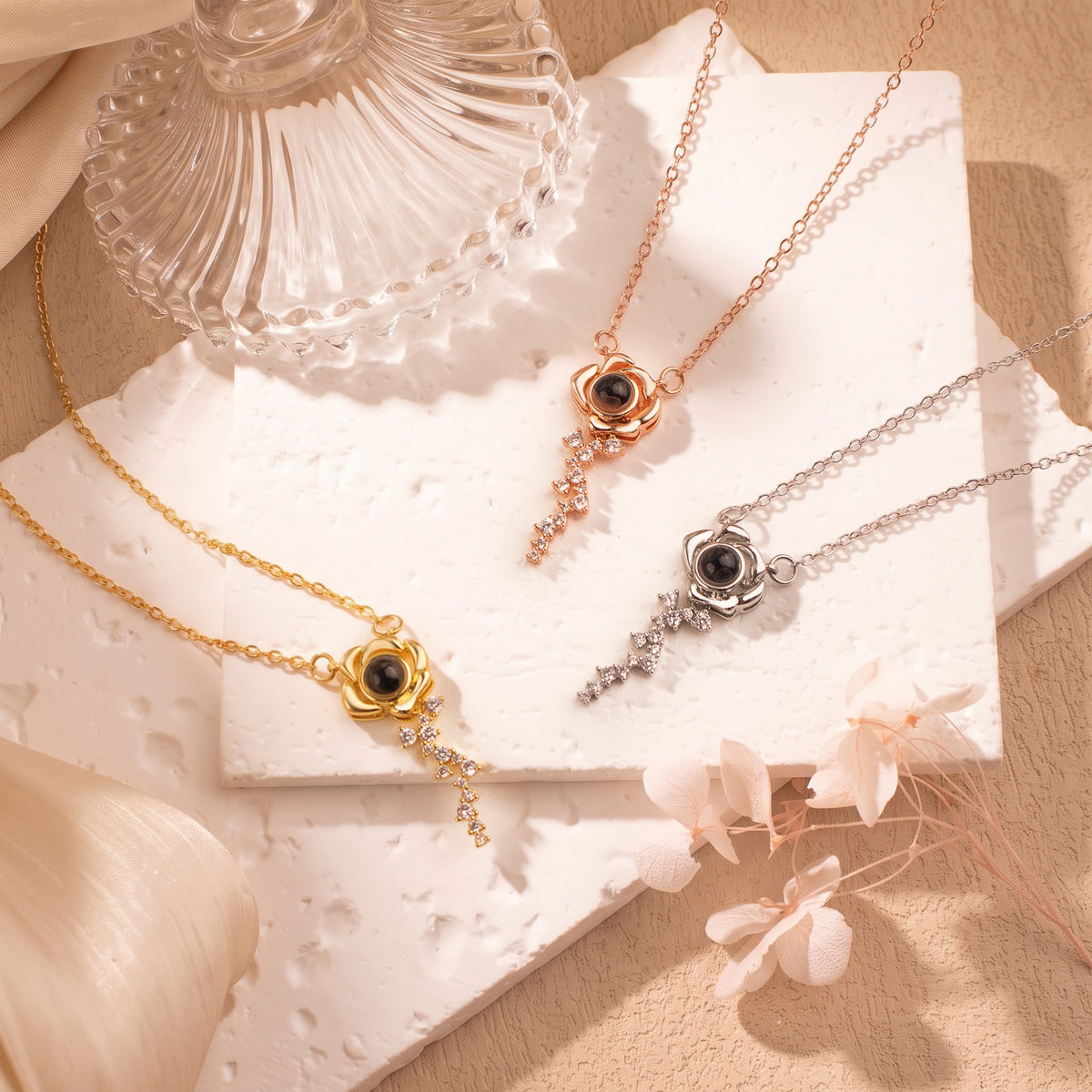 Rose Photo Projection Necklace