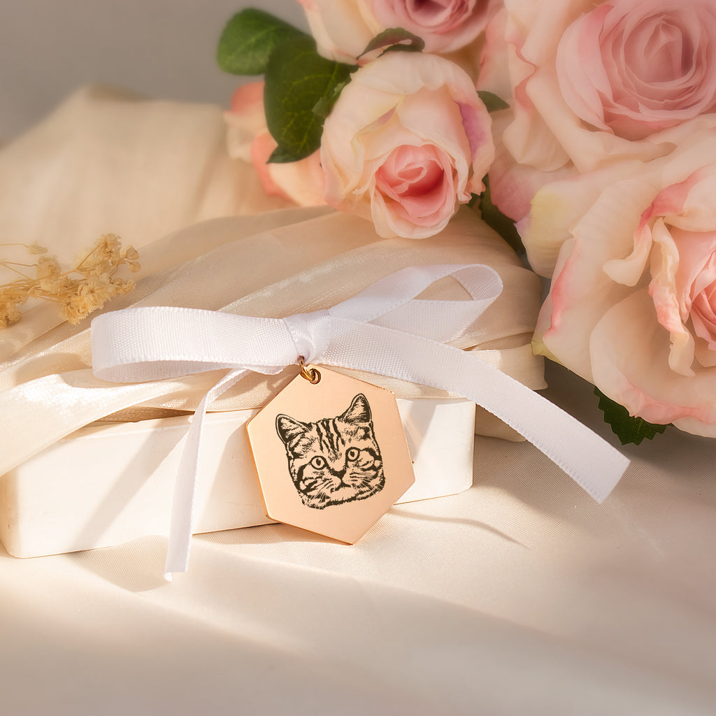 Hexagon Pet Portrait Wedding Bouquet Charm