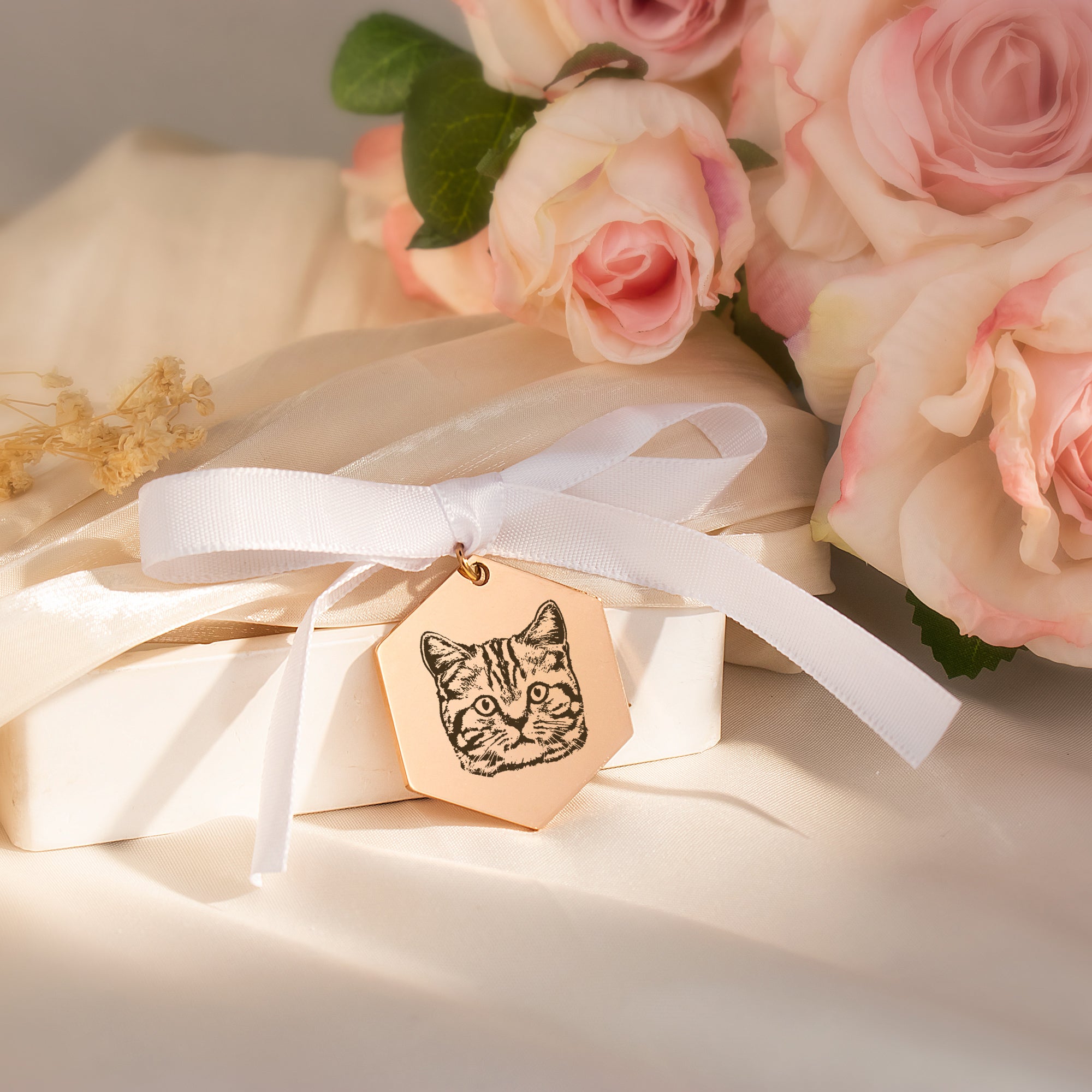 Hexagon Pet Portrait Wedding Bouquet Charm