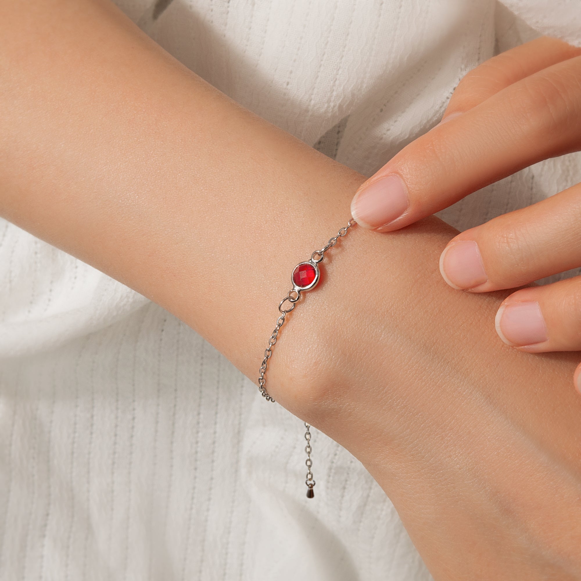 Women's Dainty Birthstone Charm Bracelet