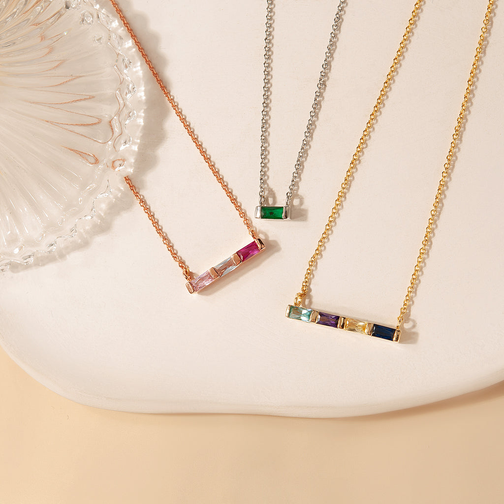Birthstone Baguette Bar Necklace