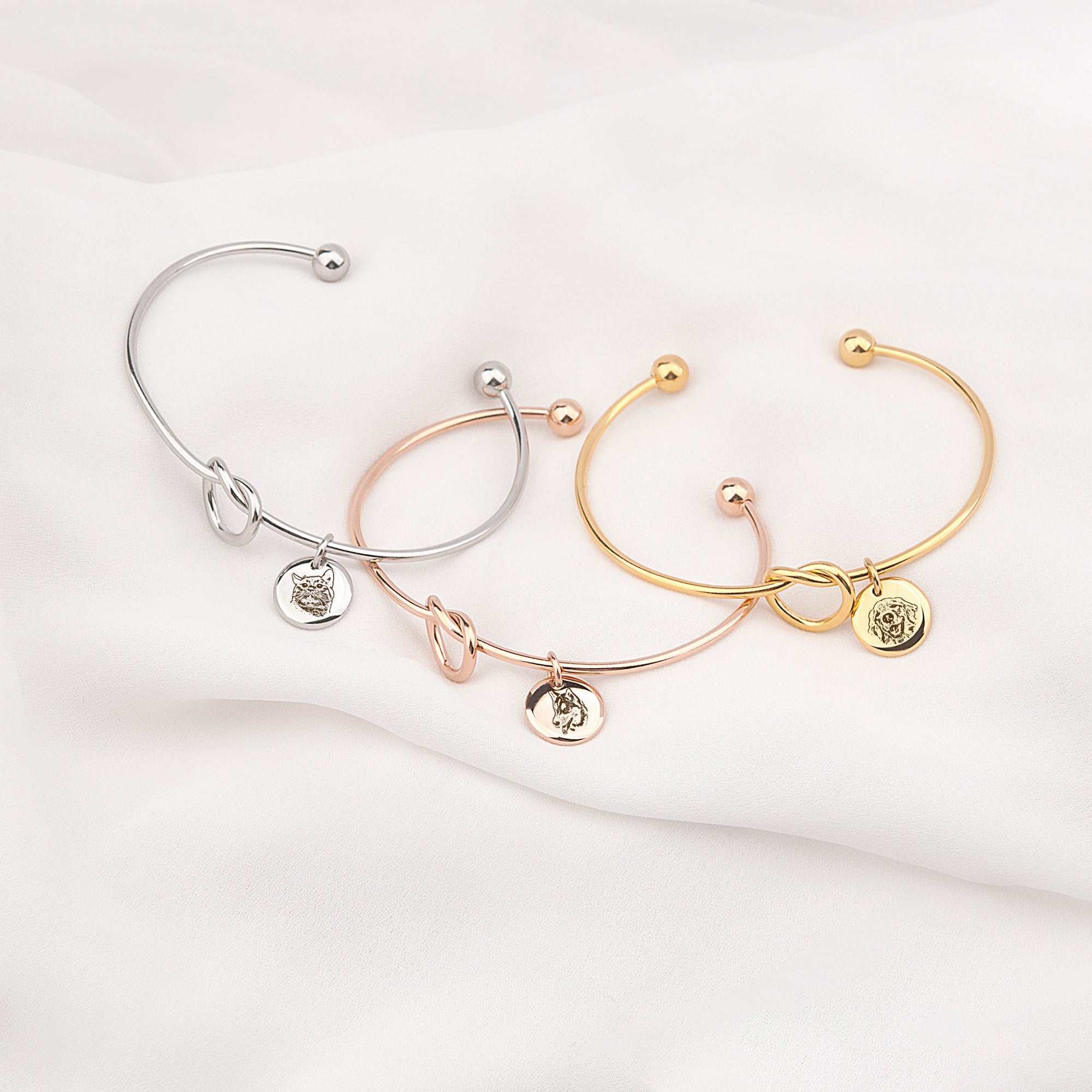 Pet Portrait Photo Custom Cuff Knot Bracelet