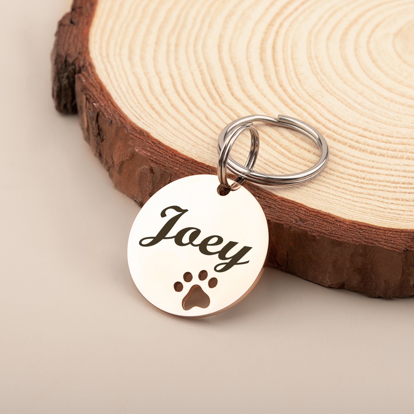 Round Shaped Paw Print Cut-Out Pet ID Dog Tag