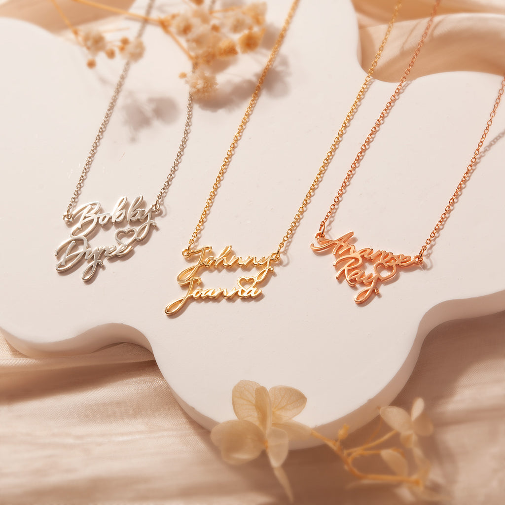 Couple's Name Necklace With Heart