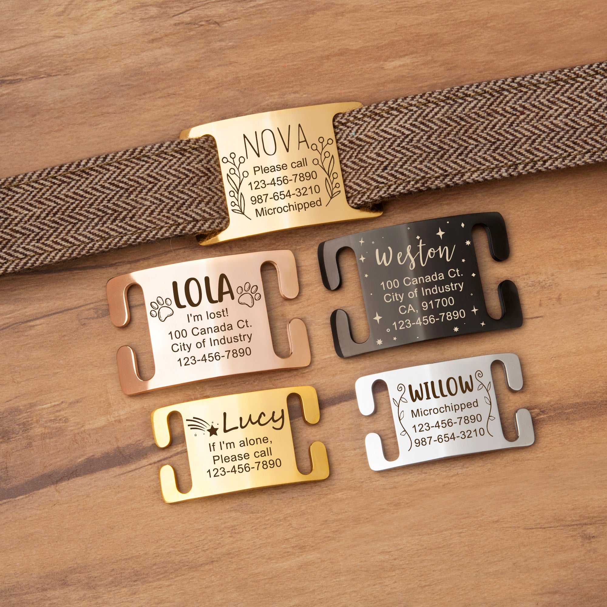 Slide-On Pet ID Tag with Designs
